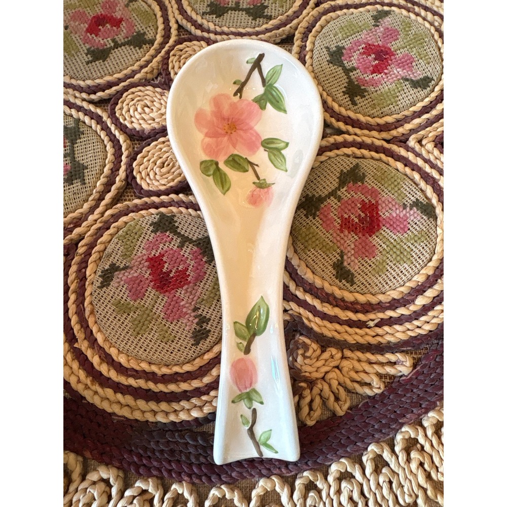 Franciscan Desert Rose Spoon Rest Handpainted Earthenware Pink Floral Wedgwood